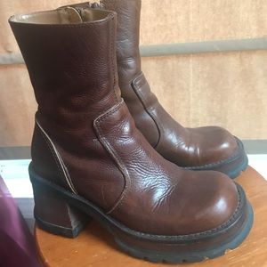 Brown Leather boots, Steve Madden - Moto size 6